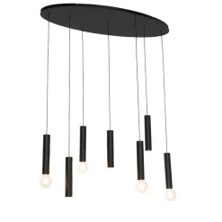 Design hanglamp zwart ovaal 7-lichts - Tuba