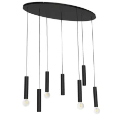 Design hanglamp zwart ovaal 7-lichts - Tuba