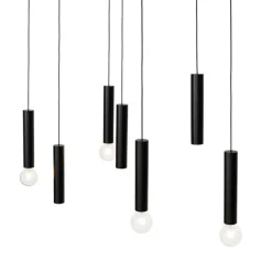 Design hanglamp zwart ovaal 7-lichts - Tuba