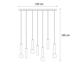 Design hanglamp zwart ovaal 7-lichts - Tuba