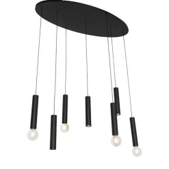 Design hanglamp zwart ovaal 7-lichts - Tuba