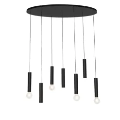 Design hanglamp zwart ovaal 7-lichts - Tuba