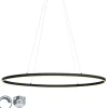 Design hanglamp zwart ovaal incl. LED 3-staps dimbaar - Ovallo