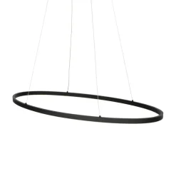 Design hanglamp zwart ovaal incl. LED 3-staps dimbaar - Ovallo