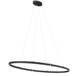 Design hanglamp zwart ovaal 120cm incl. LED 3-staps dimbaar - Ovallo