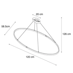 Design hanglamp zwart ovaal 120cm incl. LED 3-staps dimbaar - Ovallo