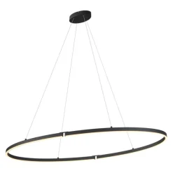 Design hanglamp zwart ovaal 120cm incl. LED 3-staps dimbaar - Ovallo