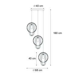 Design hanglamp zwart rond 3-lichts - Indu