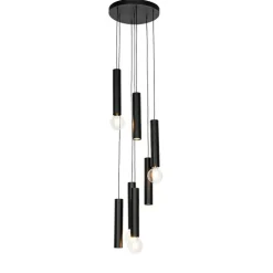 Design hanglamp zwart rond 7-lichts - Tuba
