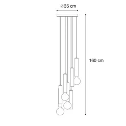 Design hanglamp zwart rond 7-lichts - Tuba