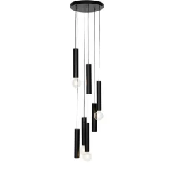 Design hanglamp zwart rond 7-lichts - Tuba