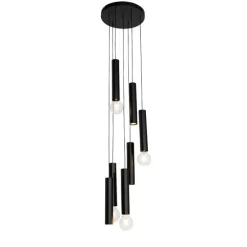 Design hanglamp zwart rond 7-lichts - Tuba