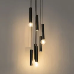 Design hanglamp zwart rond 7-lichts - Tuba