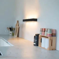 Design langwerpige wandlamp zwart 60 cm - Houx