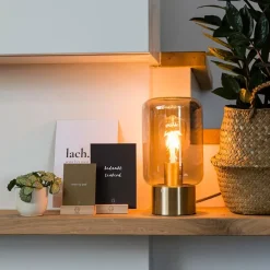 Design messing met smoke glas tafellamp - Bliss Cute