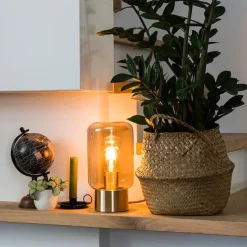 Design messing met smoke glas tafellamp - Bliss Cute