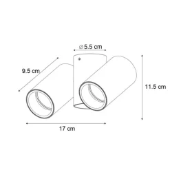 Design opbouwspot gunmetal GU10 50mm 2-lichts kantelbaar - Michael