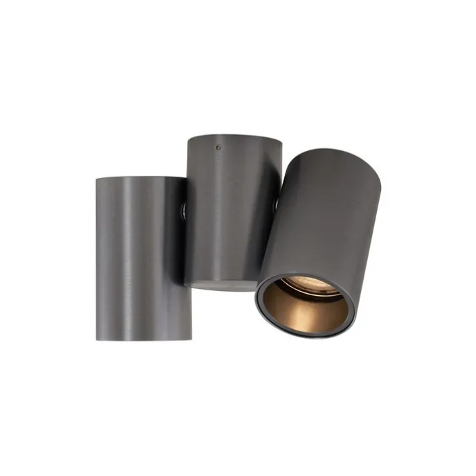 Design opbouwspot gunmetal GU10 50mm 2-lichts kantelbaar - Michael