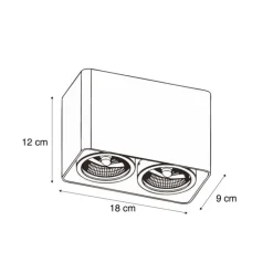 Design opbouwspot wit GU10 70mm 2-lichts draai- en kantelbaar - Vox