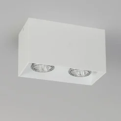 Design opbouwspot wit 2-lichts GU10 50mm - Qubo