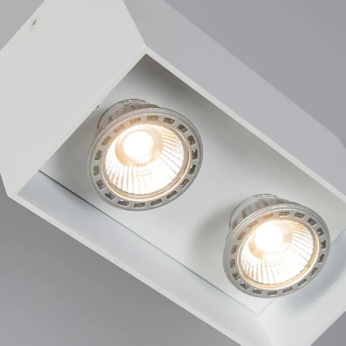Design opbouwspot wit 2-lichts GU10 50mm - Qubo