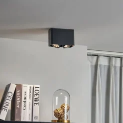 Design opbouwspot zwart GU10 70mm 2-lichts draai- en kantelbaar - Vox