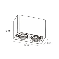 Design opbouwspot zwart GU10 70mm 2-lichts draai- en kantelbaar - Vox