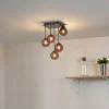 Design plafondlamp brons met brons glas 5-lichts - Athens