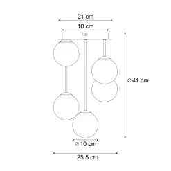 Design plafondlamp brons met brons glas 5-lichts - Athens