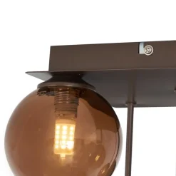 Design plafondlamp brons met brons glas 5-lichts - Athens