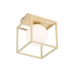 Design plafondlamp goud met wit glas - Aniek