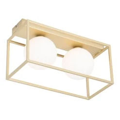 Design plafondlamp goud met wit glas 2-lichts - Aniek