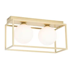 Design plafondlamp goud met wit glas 2-lichts - Aniek