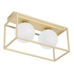 Design plafondlamp goud met wit glas 2-lichts - Aniek