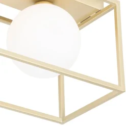 Design plafondlamp goud met wit glas 2-lichts - Aniek