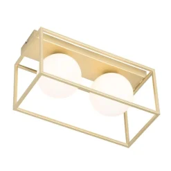 Design plafondlamp goud met wit glas 2-lichts - Aniek