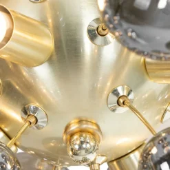 Design plafondlamp messing met smoke glas 4-lichts - Explode