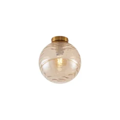 Design plafondlamp messing met amber fading glas - Pillon