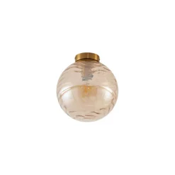 Design plafondlamp messing met amber fading glas - Pillon