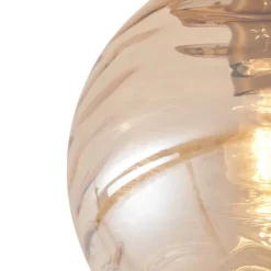 Design plafondlamp messing met amber fading glas - Pillon