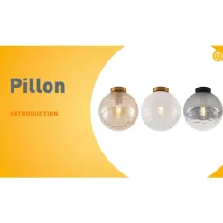 Design plafondlamp messing met amber fading glas - Pillon