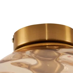 Design plafondlamp messing met amber fading glas - Pillon