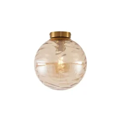 Design plafondlamp messing met amber fading glas - Pillon