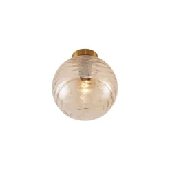 Design plafondlamp messing met amber fading glas - Pillon
