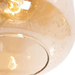 Design plafondlamp messing en amber glas - Zuzanna