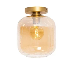Design plafondlamp messing en amber glas - Zuzanna