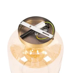 Design plafondlamp messing en amber glas - Zuzanna