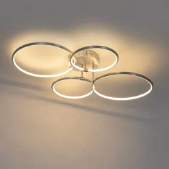 Design plafondlamp staal incl. LED 3-staps dimbaar 4-lichts - Joaniqa