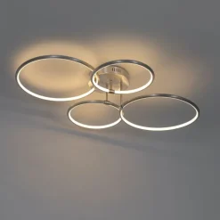 Design plafondlamp staal incl. LED 3-staps dimbaar 4-lichts - Joaniqa