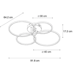 Design plafondlamp staal incl. LED 3-staps dimbaar 4-lichts - Joaniqa